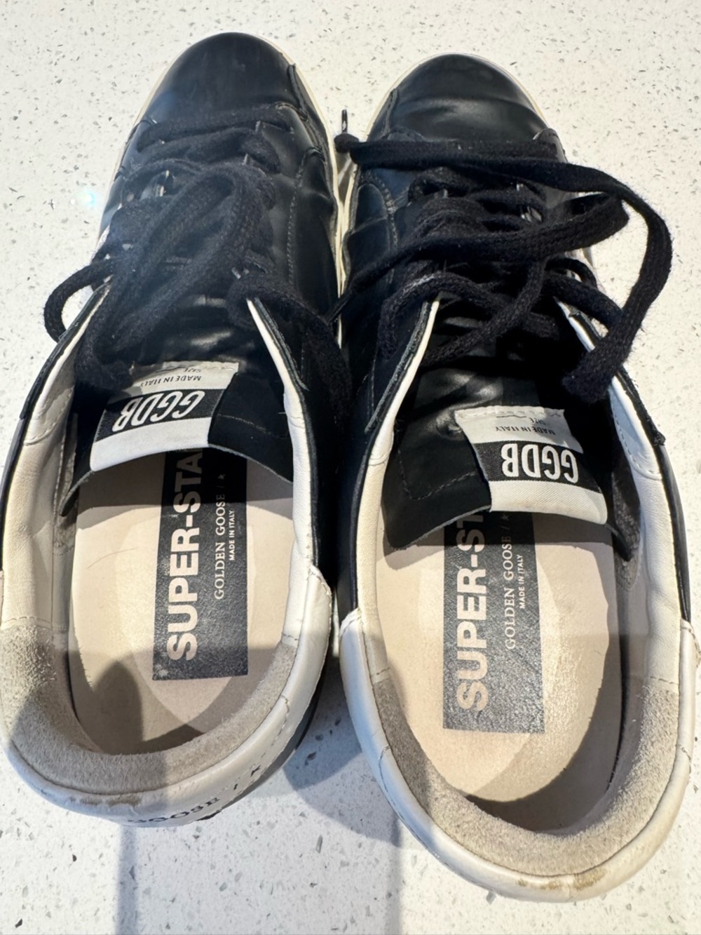 Golden Goose Black & White Superstar Leather Sneakers Size 40 US 9 - Picture 5 of 6